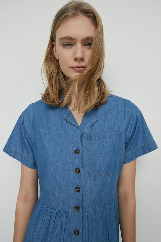 Warehouse Denim Relaxed Pocket Front Midi Shirt Dress 2