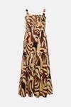 Warehouse Tiger Poplin Shirred Bodice Tiered Midi Dress thumbnail 4