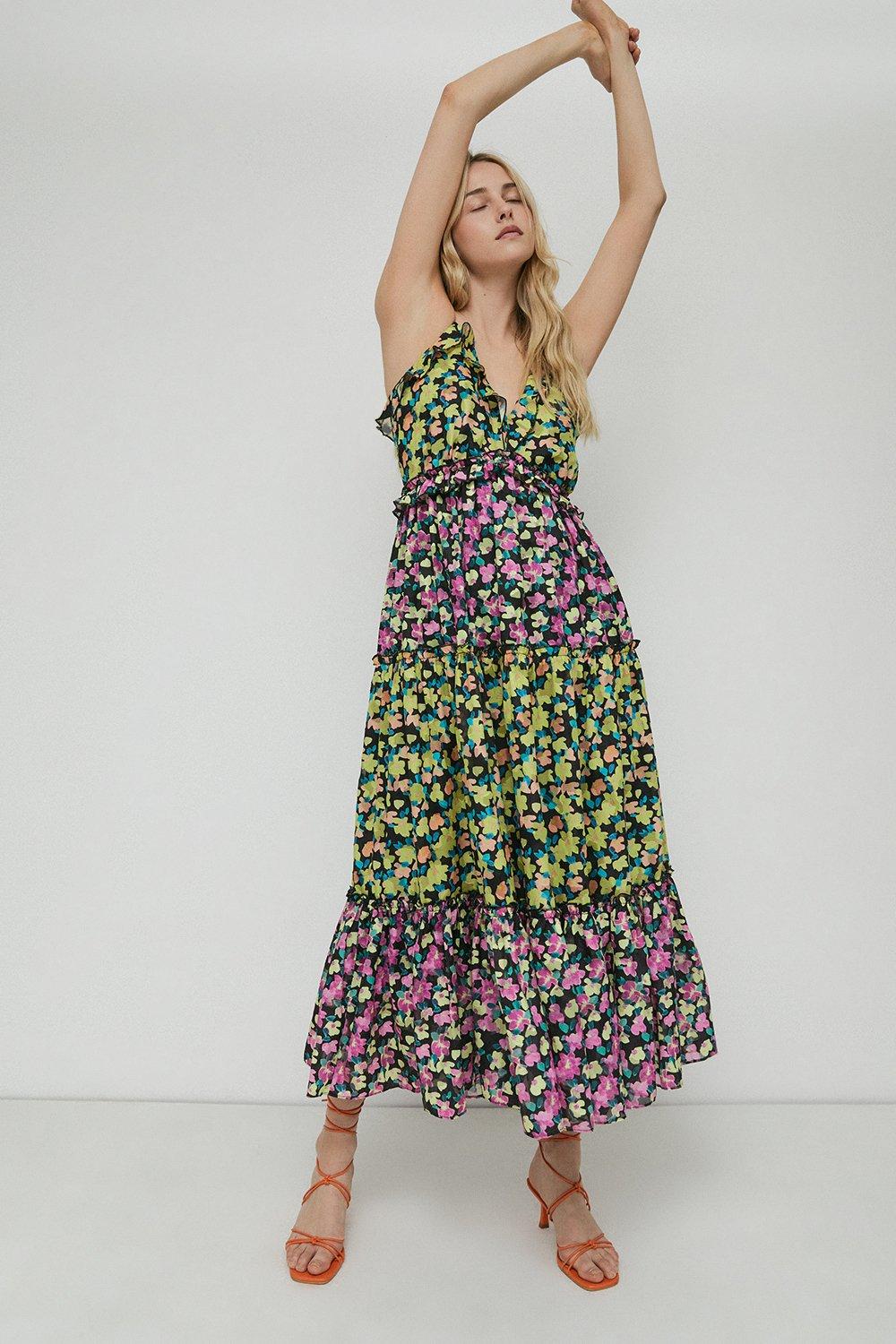 Warehouse floral tiered sale maxi dress