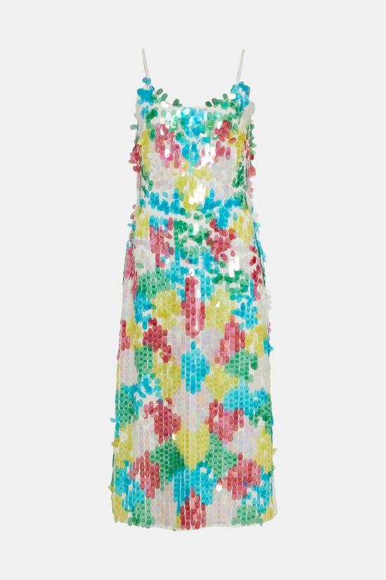 Warehouse Rainbow Sequin Midi Slip Dress 4