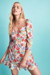 Warehouse Puff Sleeve Mini Dress In Floral thumbnail 1