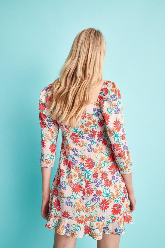Warehouse Puff Sleeve Mini Dress In Floral 3