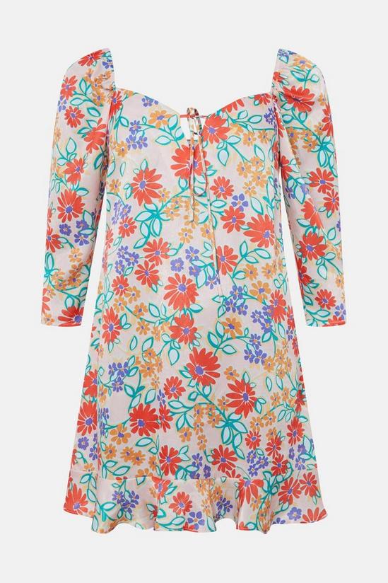 Warehouse Puff Sleeve Mini Dress In Floral 4