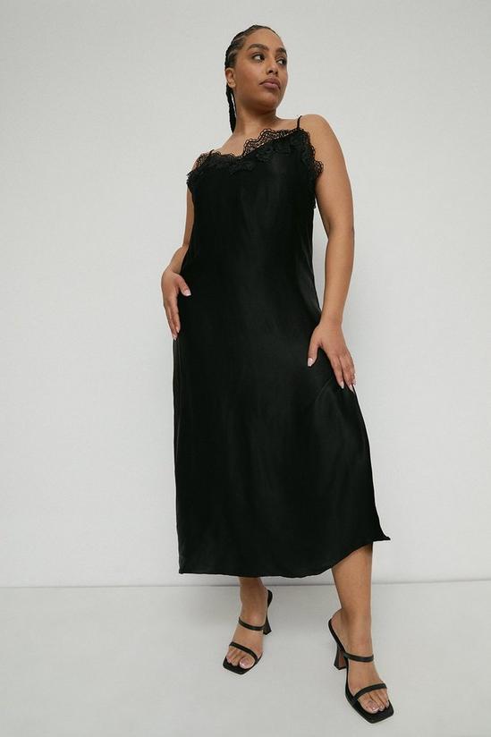 Warehouse Plus Size Satin Lace Cami Dress 1