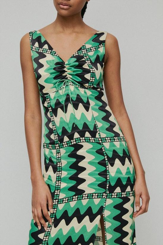 Warehouse Ruched Front Midi Dress In Print 2
