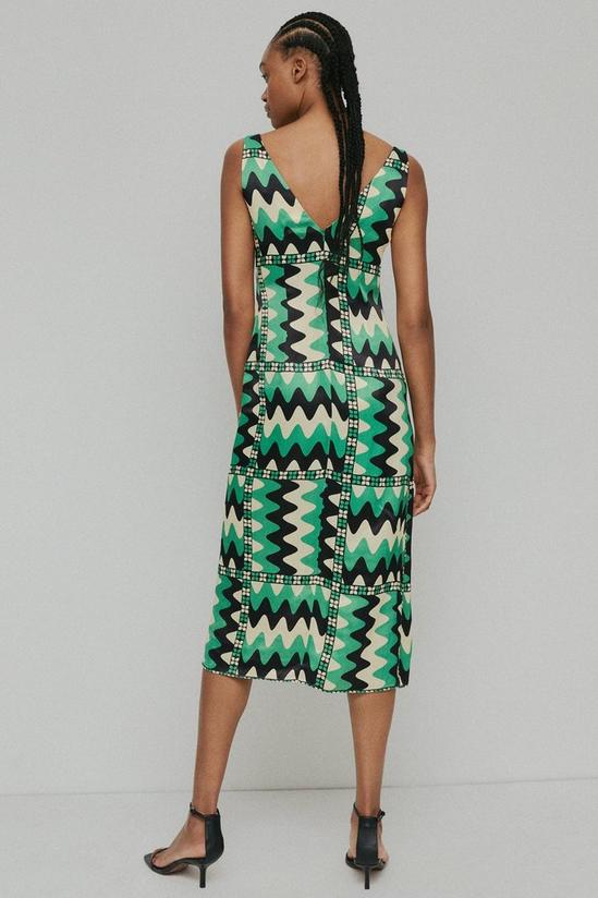 Warehouse Ruched Front Midi Dress In Print 4