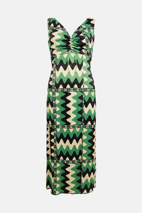 Warehouse Ruched Front Midi Dress In Print 5
