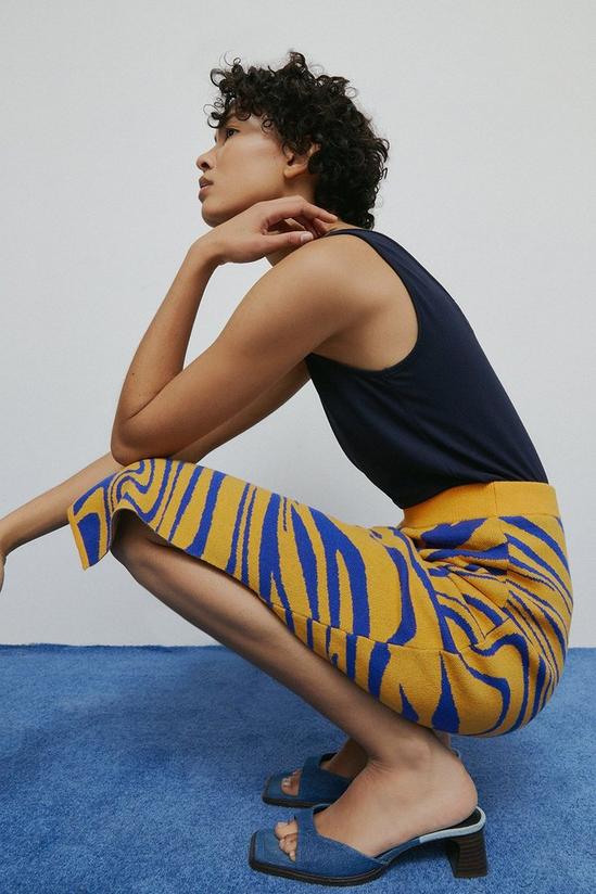 Warehouse Tiger Jacquard Knit Midi Skirt 1