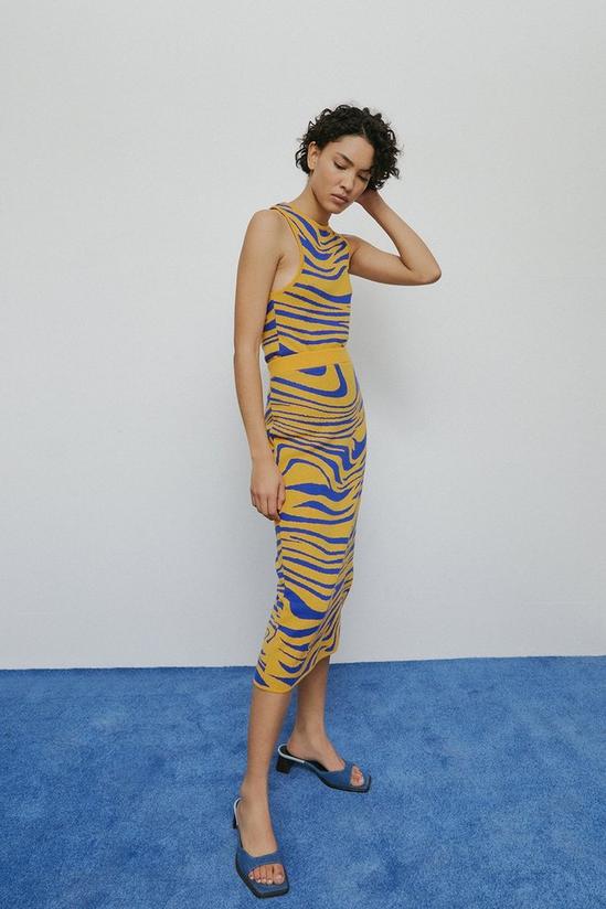 Warehouse Tiger Jacquard Knit Midi Skirt 2