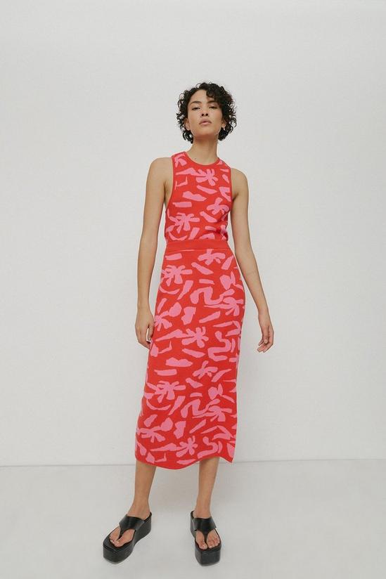 Warehouse Abstract Floral Jacquard Knit Midi Skirt 2