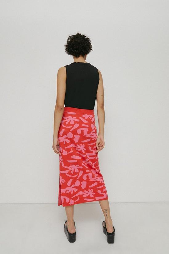 Warehouse Abstract Floral Jacquard Knit Midi Skirt 3