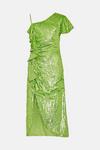 Warehouse Sequin Asymmetric Ruched Midi Dress thumbnail 4