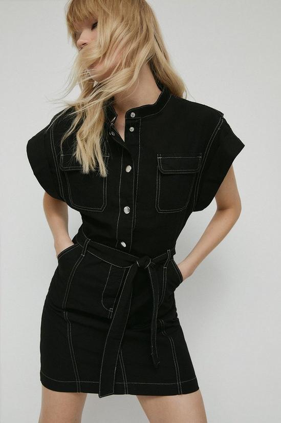 Warehouse Twill Belted Patch Pocket Mini Dress 1