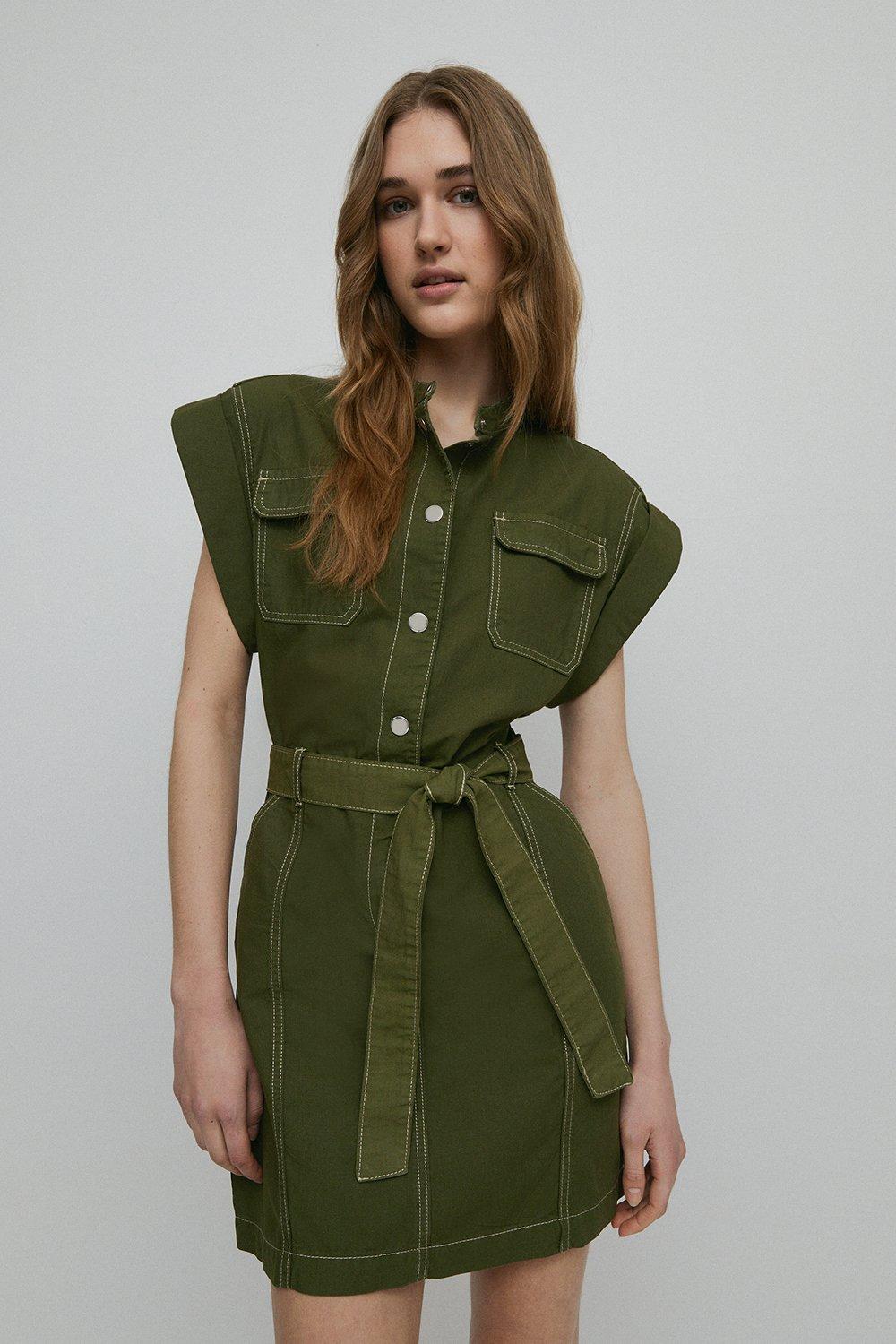 Warehouse khaki outlet dress