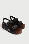 Warehouse Real Leather Buckle Studded Clog thumbnail 2