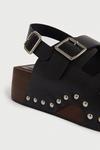 Warehouse Real Leather Buckle Studded Clog thumbnail 3