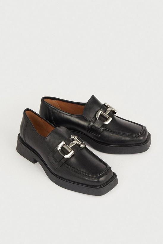 Warehouse Real Leather Square Toe Snaffle Loafer 2