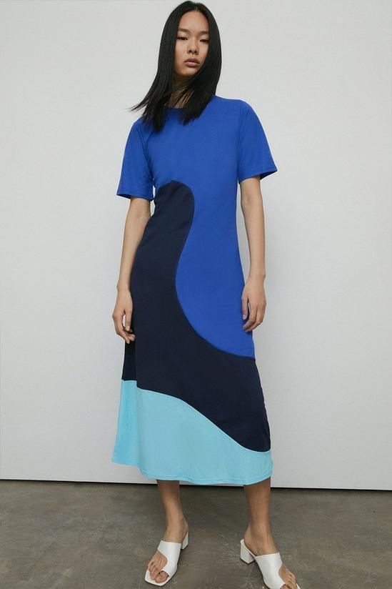 Warehouse Pique Colourblock Midi Dress 1