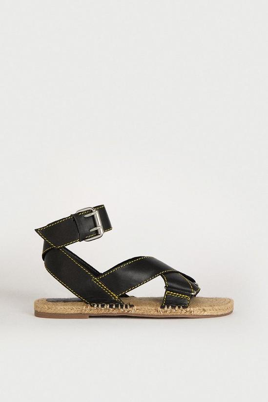 Warehouse Real Leather Cross Over Espadrille Sandal 1