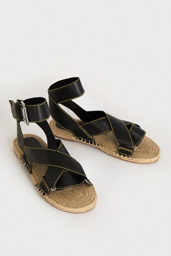 Warehouse Real Leather Cross Over Espadrille Sandal 2
