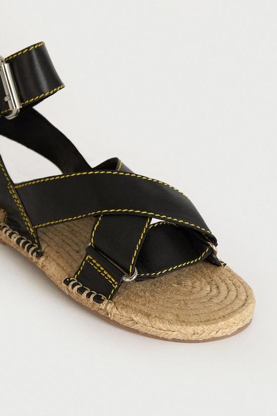Warehouse Real Leather Cross Over Espadrille Sandal 3