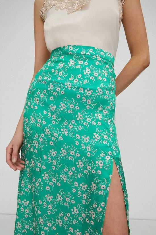 Warehouse Floral Midi Skirt With Side Split 1