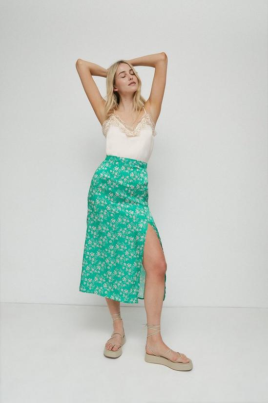 Warehouse Floral Midi Skirt With Side Split 2