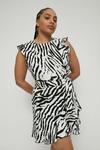 Warehouse Plus Size Zebra Crepe Ruffle Hem Dress thumbnail 1