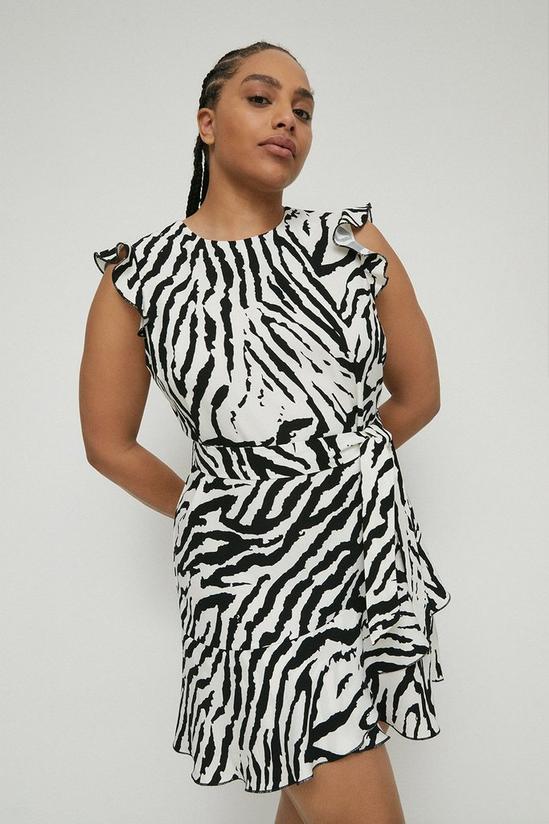 Warehouse Plus Size Zebra Crepe Ruffle Hem Dress 1