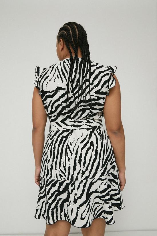 Warehouse Plus Size Zebra Crepe Ruffle Hem Dress 3