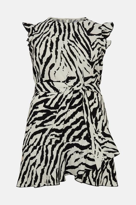 Warehouse Plus Size Zebra Crepe Ruffle Hem Dress 4