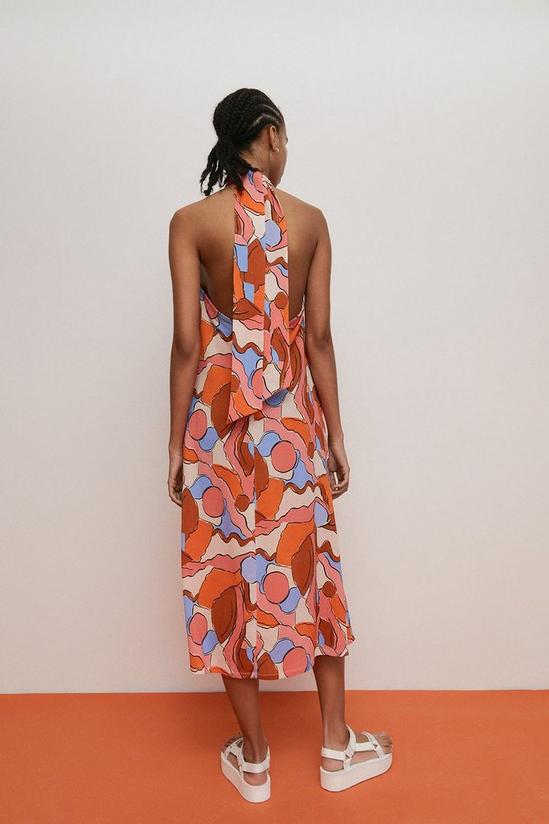 Warehouse Abstract Print Halter Neck Midi Dress 3