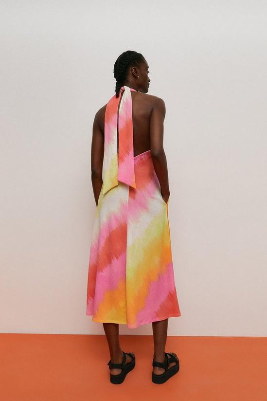Warehouse Tie Dye Print Halter Neck Midi Dress 3