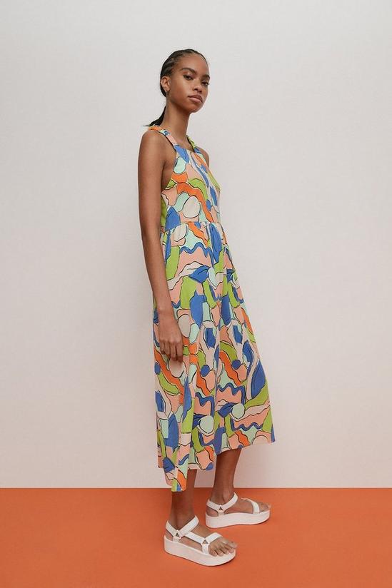 Warehouse Abstract Print Cross Back Midi Dress 2