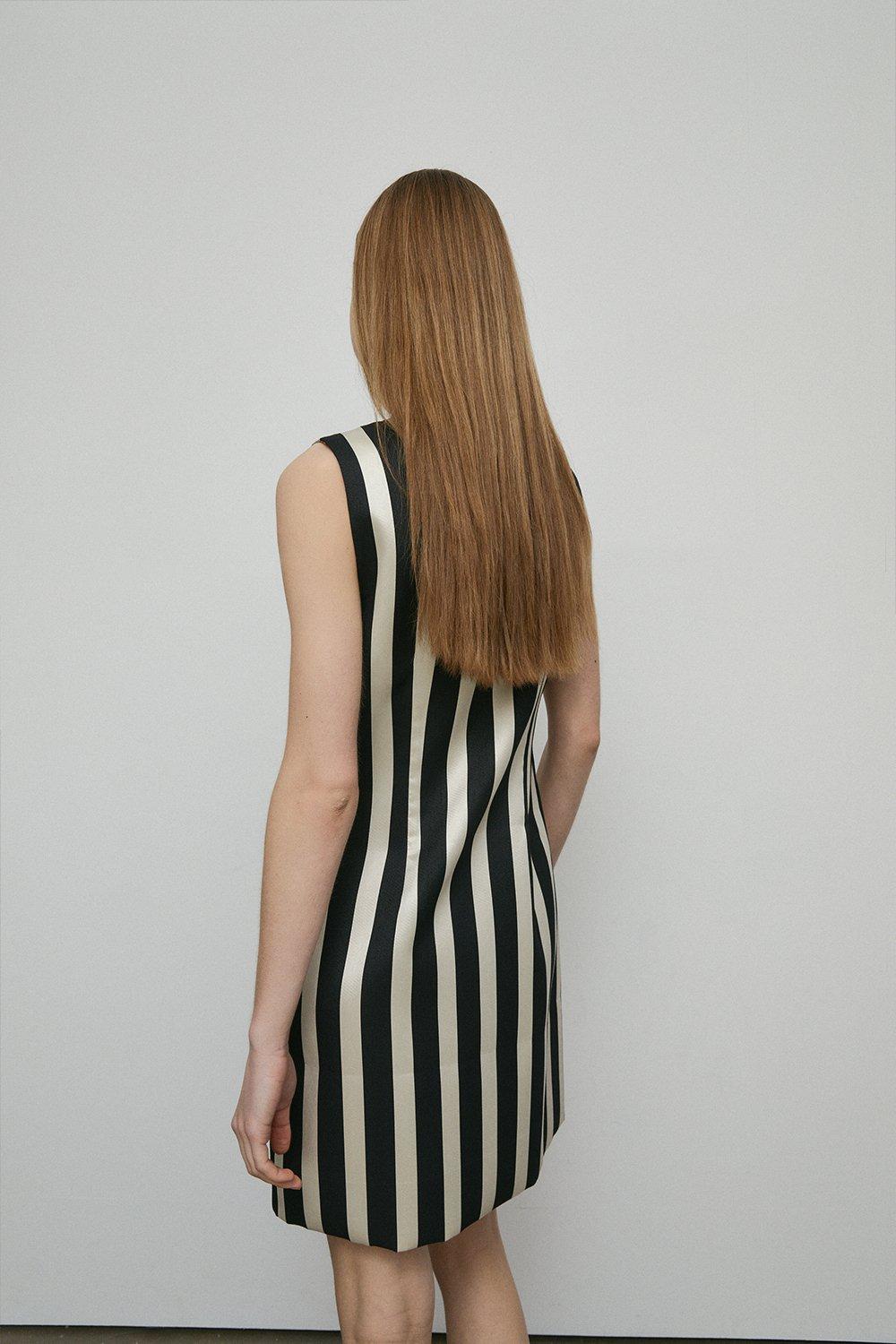 Warehouse stripe button through hot sale dress