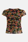 Warehouse Floral Mesh Ruched Front Top thumbnail 4