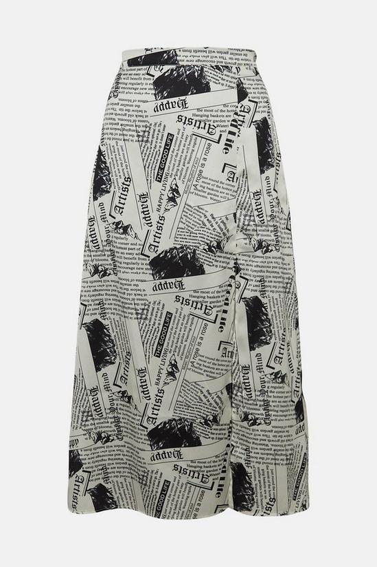 Warehouse Midi Skirt In Newspaper Print 4