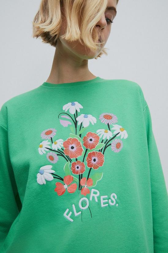 Warehouse WH X Rose England Flores Embroidered Sweatshirt 2