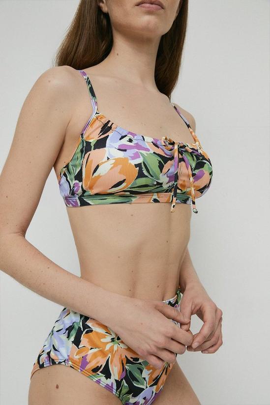Warehouse Hawaiian Floral Ruched Front Bikini Top 2