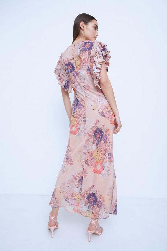 Warehouse WH x The British Museum: The Charles Rennie Mackintosh Collection Ruffle Maxi Dress In Floral 3