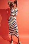 Warehouse Diagonal Stripe Knit Midi Skirt thumbnail 2