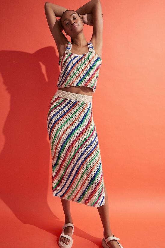 Warehouse Diagonal Stripe Knit Midi Skirt 2