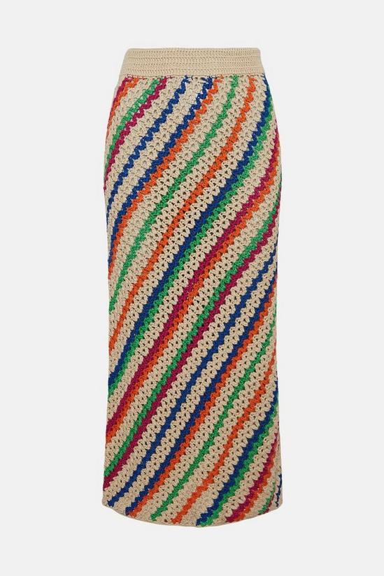 Warehouse Diagonal Stripe Knit Midi Skirt 4