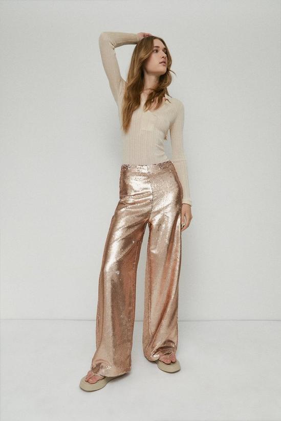 Warehouse Sequin Wide Leg Trousers 1