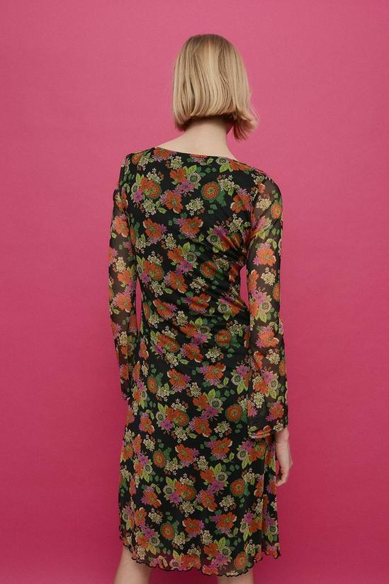 Warehouse Floral Mesh Flare Sleeve Dress 3