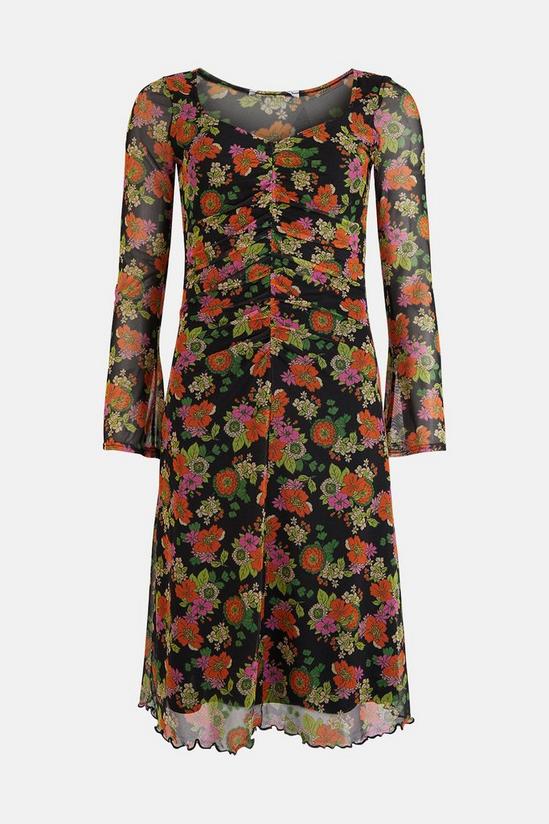 Warehouse Floral Mesh Flare Sleeve Dress 4
