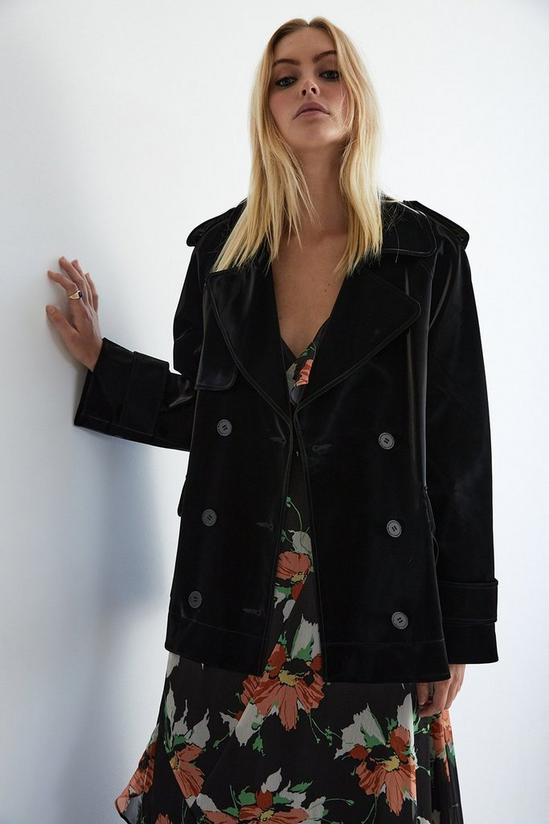 Warehouse Faux Leather Short Trench 2