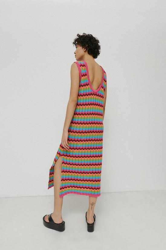 Warehouse Zig Zag Crochet Look Knit Midi Dress 3