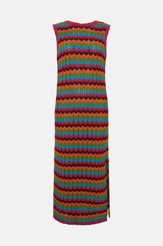 Warehouse Zig Zag Crochet Look Knit Midi Dress 4