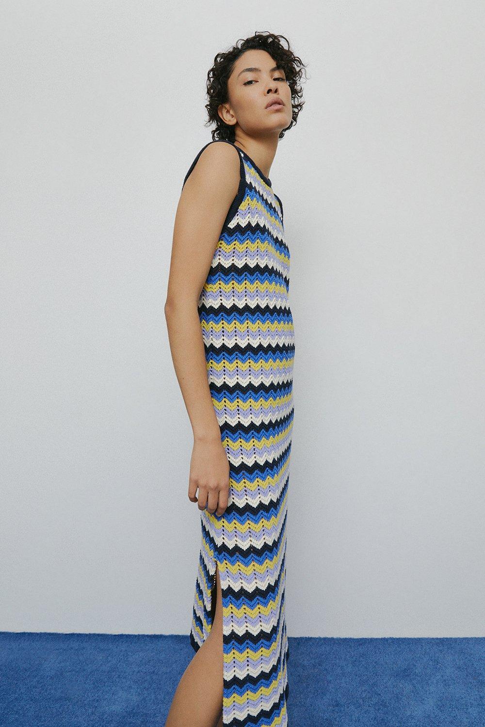 Warehouse blue clearance stripe midi dress